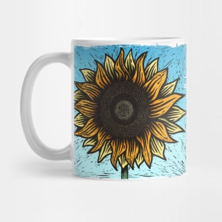 Summertime Sunflower Woodcut Mug